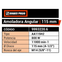 Amoladora Ang. 800 Watt/115 Mm., "dowen Pagio"